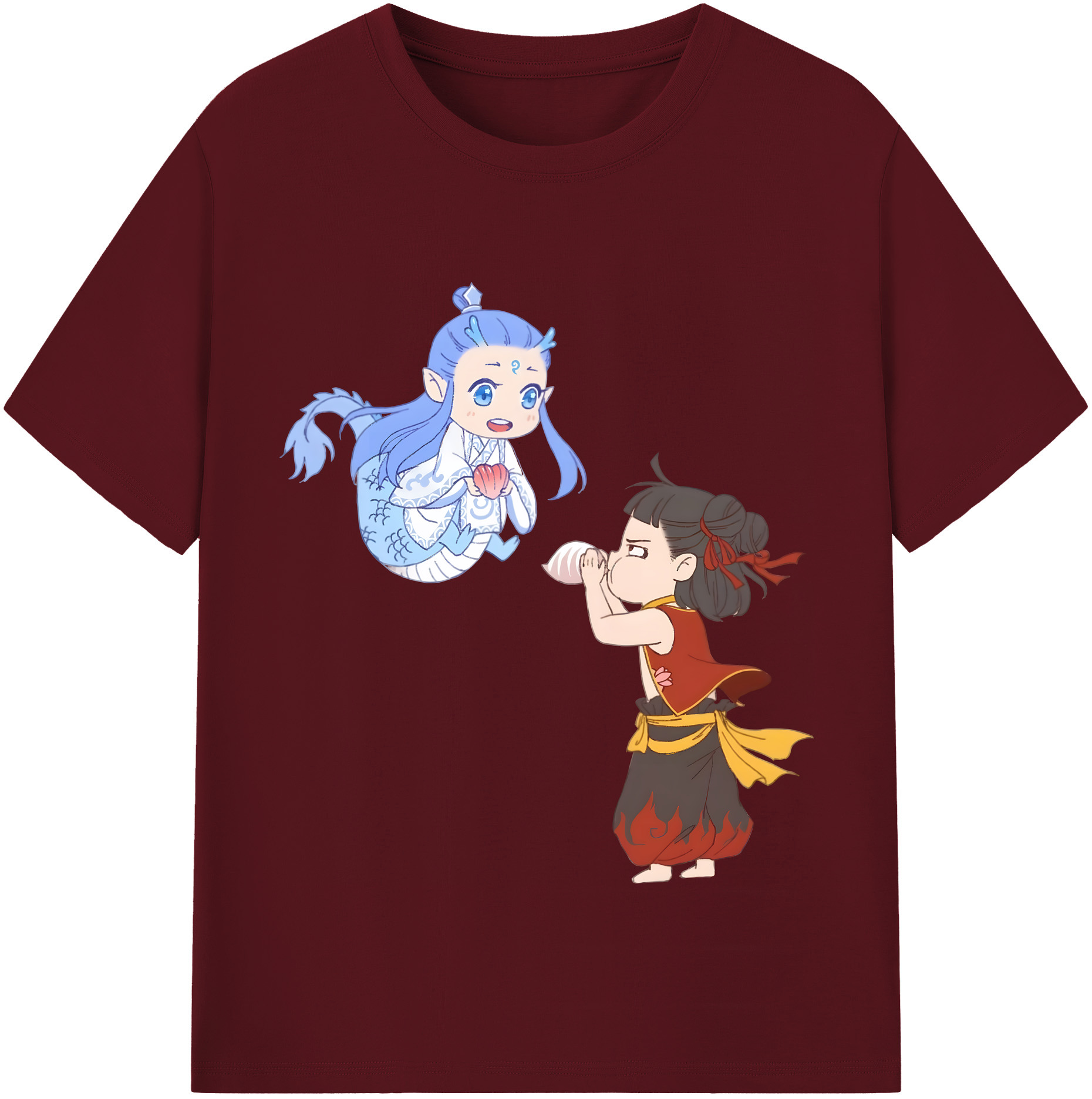 （画像用） Ne Zha 2 ナタ 魔童の大暴れ 綿100％半袖Tシャツ（フロントプリント）